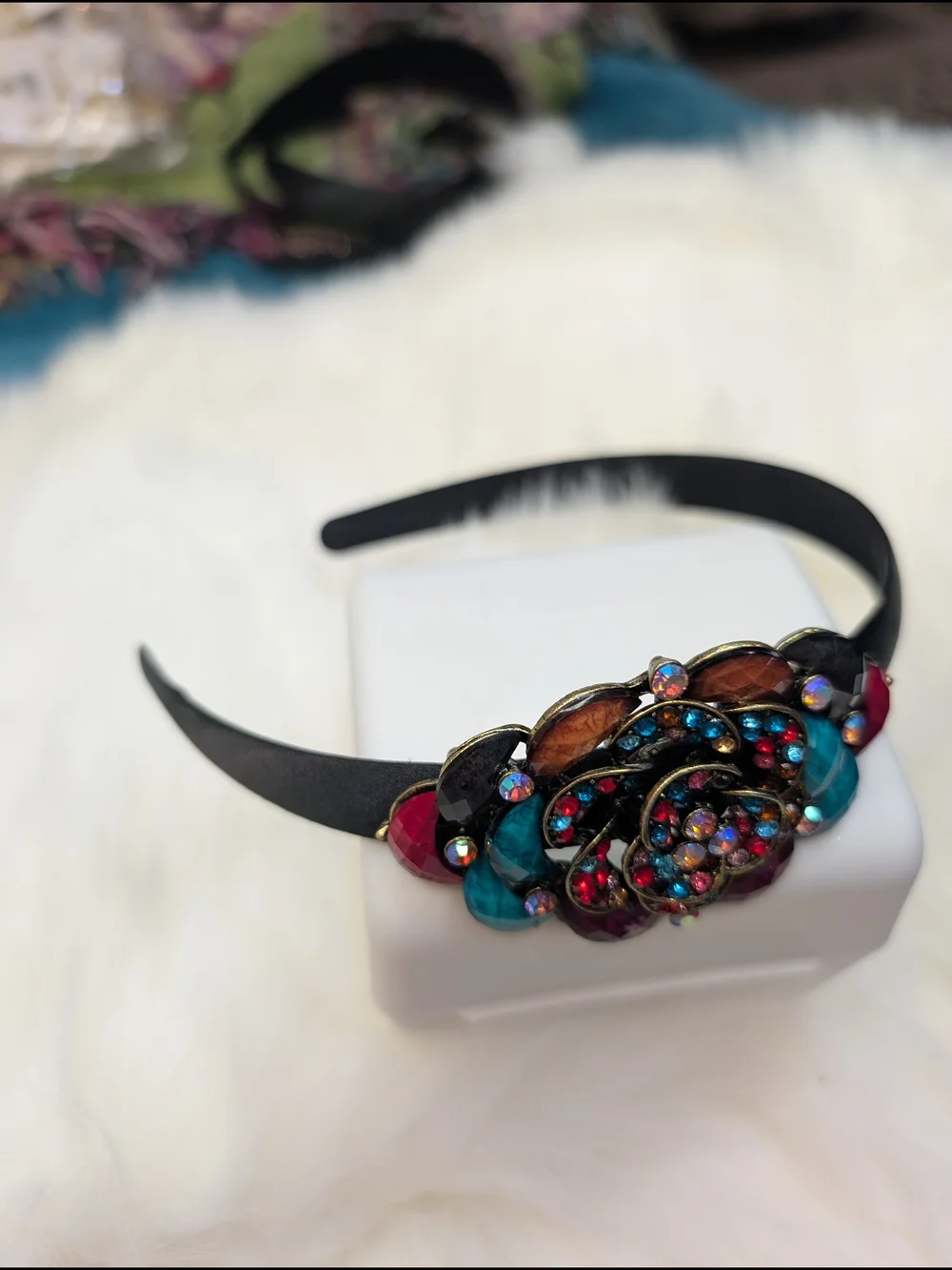 Multicolor Crystal Flower Headband - NWOT